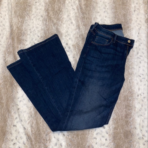 COPY - HM DENIM MINI FLARE JEANS in DARK BLUE WASH - Picture 1 of 4